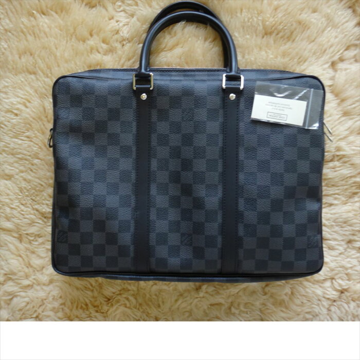 Louis Vuitton ルイ・ヴィトン ダミエ・グラフィット ポルト ドキュマン・ヴォワヤージュ PM N41125 ビジネスバッグ ブリーフケース メンズ ブラック/グレー系 A4 仕事バッグ 通勤 人気 プレゼント メンズバッグ 中古