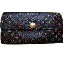 LV ルイヴィトン 長財布 レディース メンズ モノグラム マルチカラー ポルトフォイユ サラ NM ノワール M93533 本物 中古 lv-002