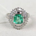 エメラルド ダイヤモンド リング 指輪 プラチナ900 E1.01ct D0.43ct サイズ9.5【中古】t-001