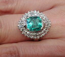 エメラルド ダイヤモンド リング 指輪 プラチナ900 E1.01ct D0.43ct サイズ9.5 母の日 誕生日 お祝い プレゼント 中古 t-001 t1...