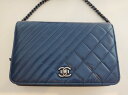 10%OFF CHANEL シャネル Wステッチ ボーイシャネル チェーンウォレット 財布 ショルダーバッグ マトラッセ レザー ネイビー レディース 鞄 かばん 美品 斜め掛け 鞄 かばん 中古 c17-4148