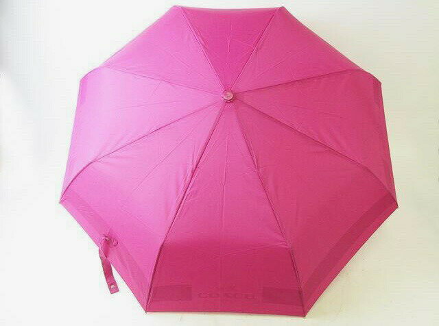 【最大3万円OFFクーポン対象!〜11/27】美品 COACH コーチ 折りたたみ 傘 かさ カサ アンブレラ アンブレラ ピンク 中古