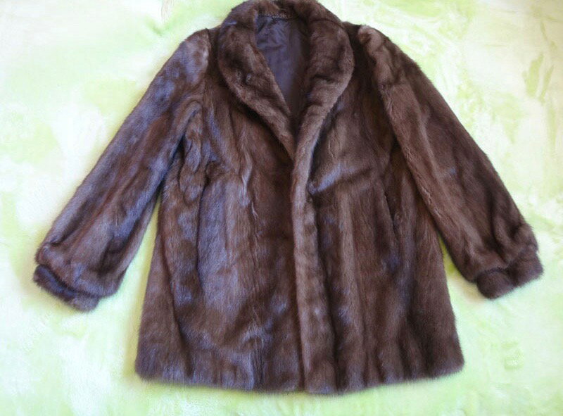 【最大3万円OFFクーポン発行中！】毛皮コート ミンクコート 毛皮 ハーフコート ブラウン サイズ15 古着 防寒 暖かい 中古 MINKコート SAGAコート t-003