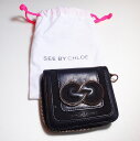 SEE BY CHLOE wallet シーバイクロエ ミニ 財布 2つ折り財布 レディース メンズ 黒 小銭入れ ミニさいふ 名刺入れ レザー サイフ プレゼント お誕生日 カード入れ コンパクト財布 ブラック 中古