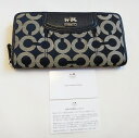 COACH コーチ 長財布 レディース メンズ 小銭入れ有 シグネチャー柄 黒 中古 t16-3683