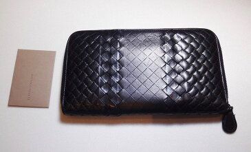 BOTTEGA VENETA ボッテガ ヴェネタ 本物 ラウンドファスナー長財布 レザー 黒 02808582【中古】t-002 t17-4600◆◆