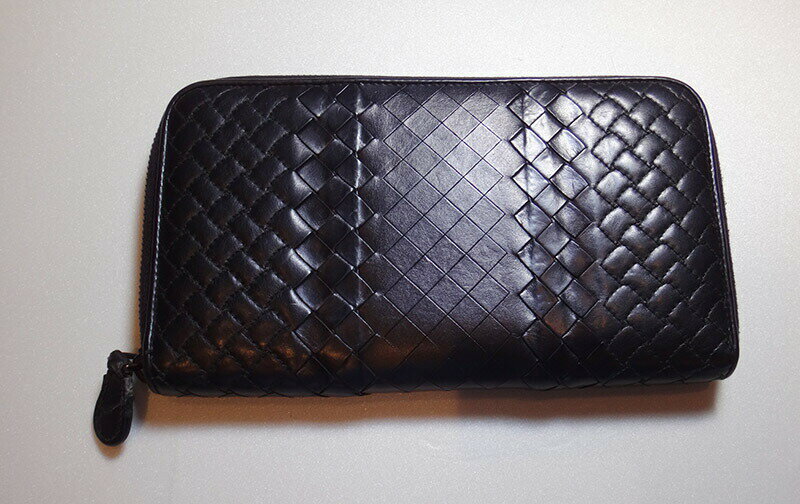 BOTTEGA VENETA ボッテガ ヴェネタ 本物 ラウンドファスナー長財布 レザー 黒 02808582【中古】t-002 t17-4600◆◆