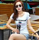 レディース カラーストーン付トップス プリントTシャツ 半袖 S-2XLサイズ 新品未使用品 t-003△△v-gtcf19-759 bm