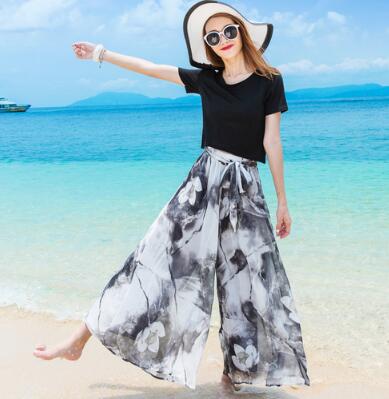 レディース トップス＆ワイドパンツセット ガウチョパンツ Tシャツ S-Lサイズ 新品未使用品 t-003△△v-se212aa-8511 bm