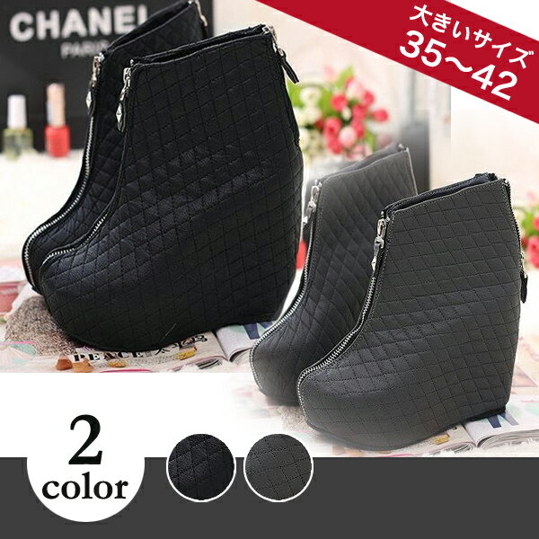 レディース ジッパー付ショートブーティ ブラック/グレー サイズ35〜42 新品未使用品 t-003△△qmb14-401-2 bm