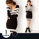 レディース ボーダー 長袖 ワンピース トップス カットソー M〜XXXLサイズ ブラック 新品未使用品 t-003△△sz1-se225 bm