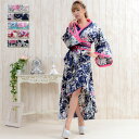 レディース サテン和柄ロング着物ドレス 衣装 ダンス よさこい 花魁 コスプレ 新品未使用品 t-003△△9021