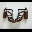 美品 D&G ドルチェ&ガッバーナ サンダル オープントゥ 女性靴 ウッドソールサンダル サイズ37.5 ヒール11cm ミュール シューズ オープントゥ スパ...