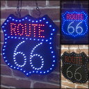 レトロ雑貨 ガレージ看板【LED Die Cut Board】LED電飾ダイカットボード ルート66 Route 66 新品未使用品 t-003△△