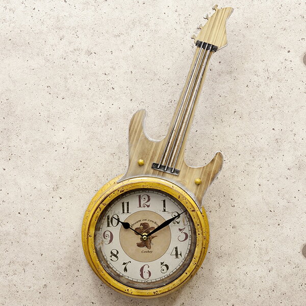 レトロ調 TEXAS CLOCK COWBOY GUITAR テキサス クロック カウボーイギター 新品未使用品 t-003△△