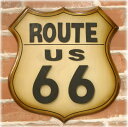 【Antique ITEM】とってもお洒落な アンティークプレートダイカット ルート66 Route66 新品未使用品 t-003△△nf934