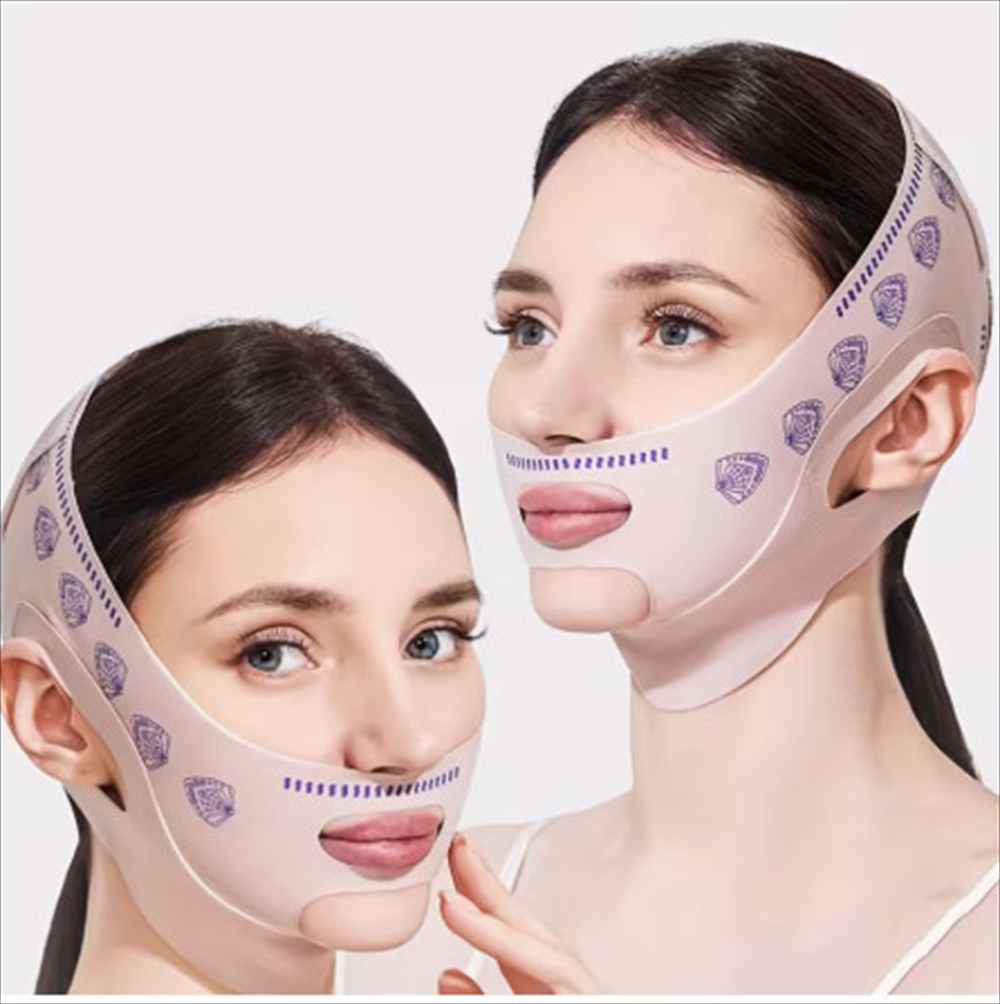 フェイスリフティングバンド 通気性 美顔テープ 小顔用 睡眠用 ビューティサロン用 ライトベージュ 肌に優しい素材 再利用可能 固定ストラップ付き 携帯便利 ホーム トラベル必須 調節可能 auc-rayline-10009325 レイライン サンプル画像2