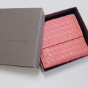 Bottega Veneta ボッテガ ヴェネタ 財布 イントレチャート 三つ折り レディース財布 サイフ さいふ ピンク レザー 中古 t-002