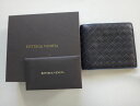 美品 BOTTEGA VENETA ボッテガ・ヴェネタ メンズ財布 二折 レザー ブラック レザーコンパクトウォレット ミニ 財布 さいふ ユニセックス 小銭入れ シンプル ブランド 本物 中古 t-002