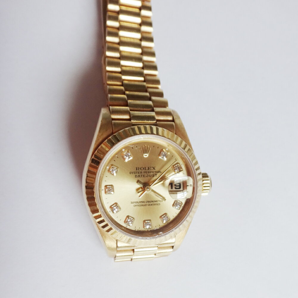 ROLEX ロレックス 69178G 腕時計 レディース 純正10Pダイヤ イエローゴールド デイ...