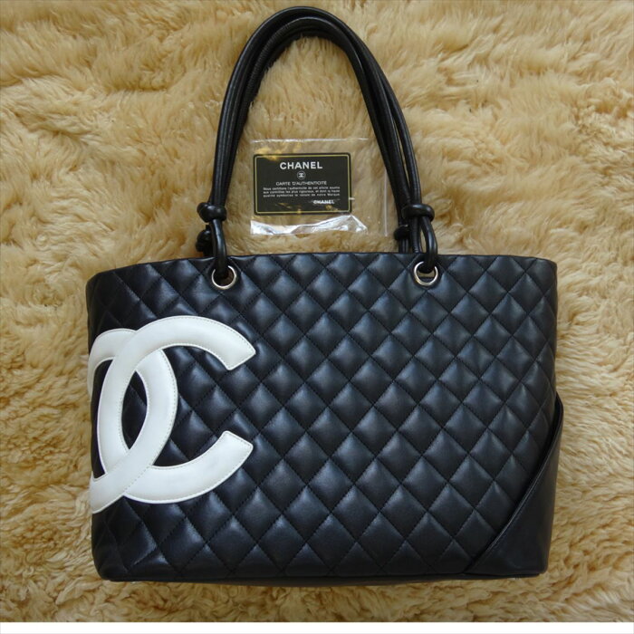 美品 CHANEL シャネル カンボン ショルダーバッグ カンボンGM 黒 レディース トート ハンド 鞄 かばん【中古】c1002115