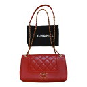 CHANEL シャネル マトラッセ ショルダーバッグ レザー レディース 赤×シルバー金具 25 鞄 かばん 1112 正規 中古