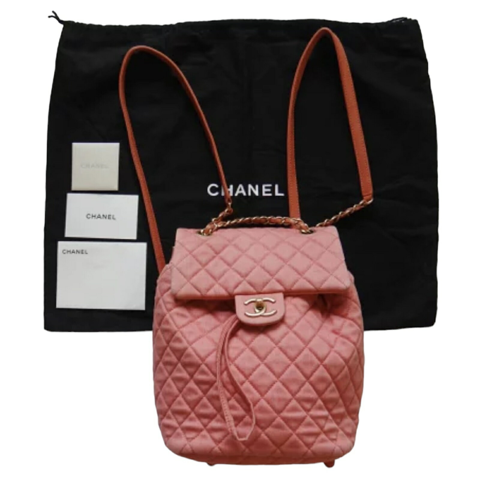 CHANEL シャネル ショルダーバッグ シャネルリュックサック シャネルバッグココマーク CC金具 オレンジ レディース 鞄 かばん 中古