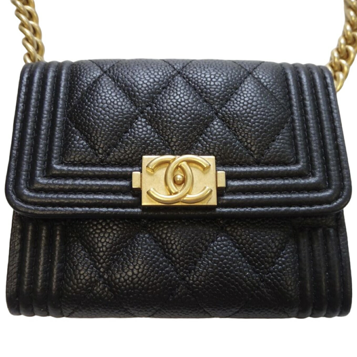 CHANEL BAG 美品 シャネル バッグ ミニ フラップ バッグ マトラッセ キャビア チェーン ショルダーバッグ クラシック ベルトバッグ ゴルドー レディース バッグ ココマーク 鞄 かばん カバン 中古 レザー 黒 斜め掛け 正規 ブランド ブランド プレゼント ブラック c1000514