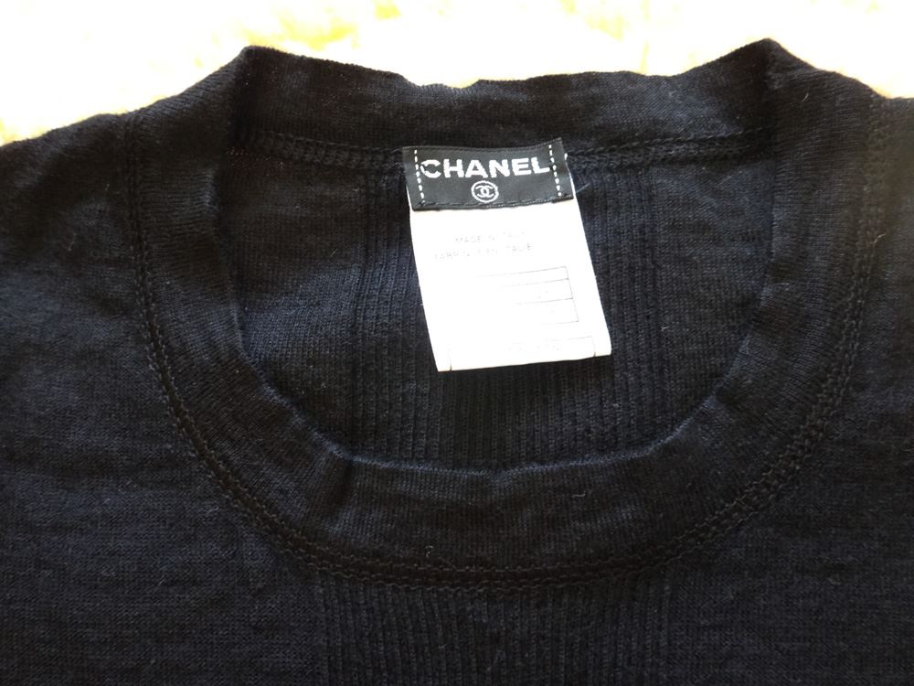 CHANEL シャネル レディース ニットシャツ 半袖 カットソー 黒 サイズ38 カシミヤ7...