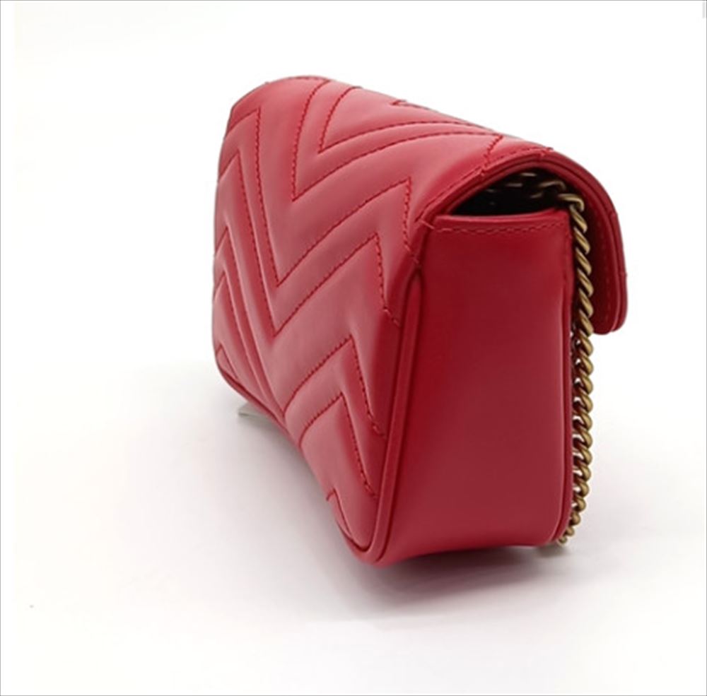 美品 GUCCI グッチ GGマーモント ショルダーバッグ 448065 DTD1T ストラップ レザ...
