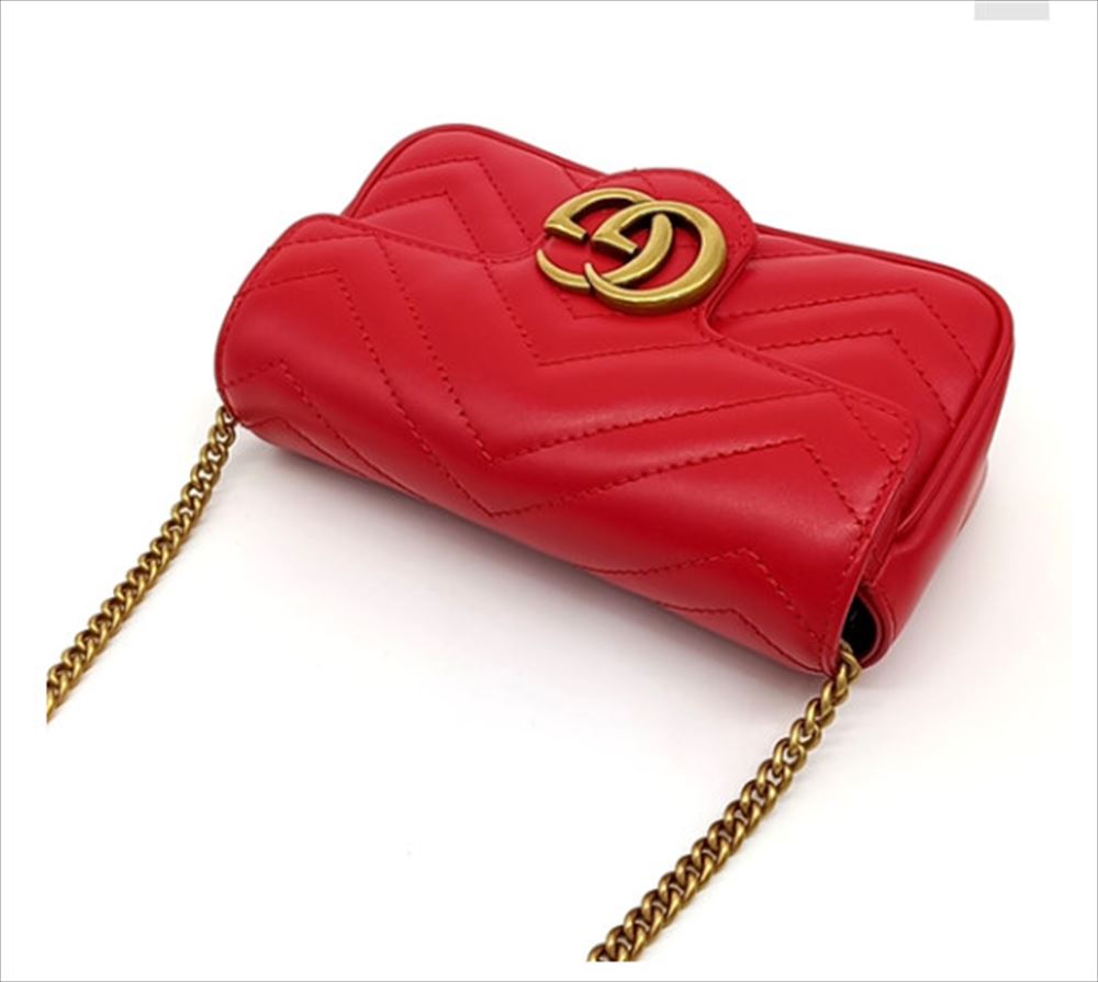 美品 GUCCI グッチ GGマーモント ショルダーバッグ 448065 DTD1T ストラップ レザ...