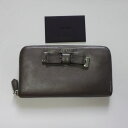 PRADAプラダ レディース 財布 ラウンド ファスナー ウォレット 小銭入れ グレー レザーさいふ サイフ 小銭入れあり シンプル 男女兼用 定番 人気 本物...
