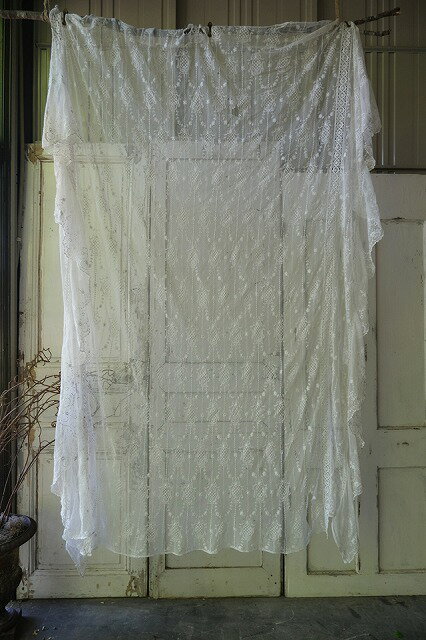 フランス Brocante レース フリンジレースカーテン E208-2