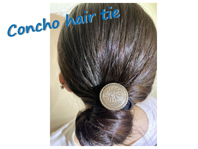 ネイティブテイストのコンチョヘアゴム【本革製品/革小物/牛革】