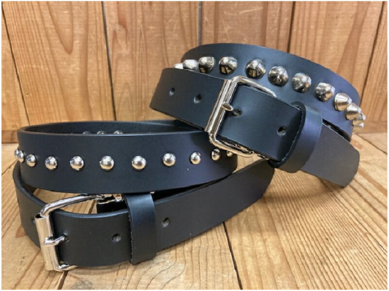 樂天商城 - 牛革ベルト■30mm　コーンスタッズ、特小玉スタッズを施した本革ベルトです。ロングサイズもあります。【サイズ調整可】【男女兼用/メンズ、レディース】