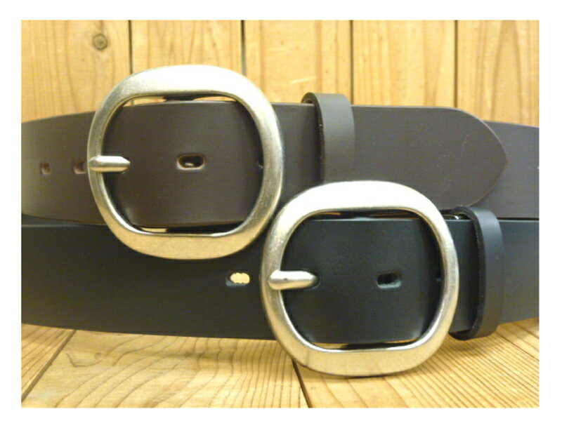 牛革ベルト■40mm 丈夫な一枚革を使用した本革ベルトです。丸っこいフォルムが特徴のバックルを使っています。【サイズ調整可】【男女兼用/メンズ、レディース】【よりどり選んで3本セット対象商品】