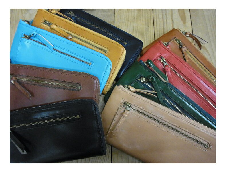 レザーウォレット　◆発色のいい革を使ったロングタイプのL型レザーウォレットで。財布を持ちたい派にお勧め。カードを24枚たっぷり収納なのにコンパクトなお財布です。【本革製品/革小物/牛革】