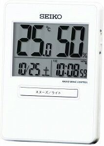 【送料無料】SEIKO CLOCK (セイコークロック) 置時計 トラベラ 電波 デジタル カレンダー 温度 湿度 表示 白 92×66×14mm SQ797W　※北海道・九州・沖縄・離島は別途送料（1080円〜2160円）ブラック フライデー　旅行　防犯　宿泊　軽い　小型　見やすい　可愛い　人気