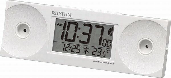 リズム 目覚まし時計 大音量 電波 デジタル フィットウェーブバトル100 温度 曜日 カレンダー 白 RHYTHM 8RZ192SR03