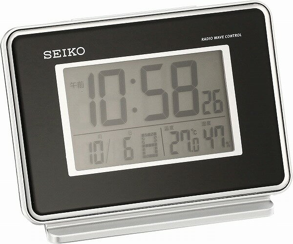 【送料無料】SEIKO CLOCK (セイコークロック) 目覚まし時計 電波 デジタル 2チャンネルアラーム カレンダー・温度・湿度表示 黒 SQ767K..