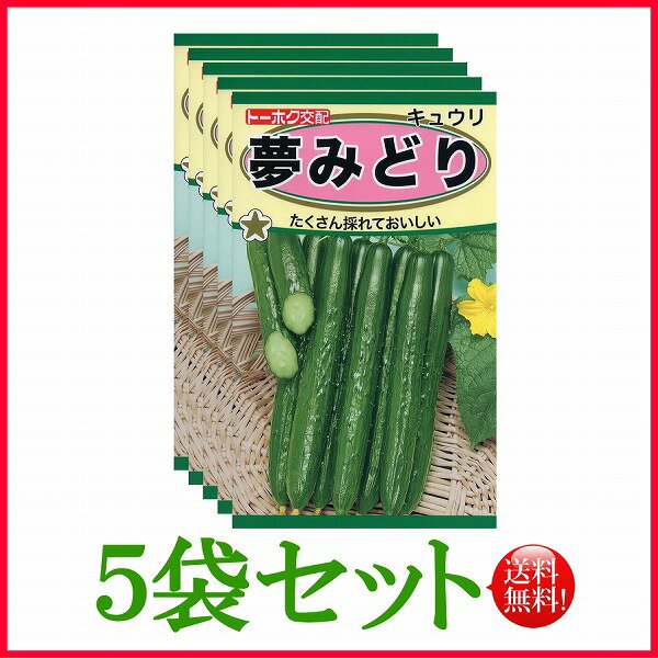 【5袋割引セット♪】【全国送料無料】夢みどり　きゅうり/ トーホク 野菜 ハーブ 草花 園芸 栽培 肥料 家庭菜園 球根 苗 種まき 種子 たね タネ 植物 ガーデニング 培養土 ポット じょうろ 連作障害対策 ★在庫がある商品のみ12時（土日祝を除く）までのご注文で当日出荷