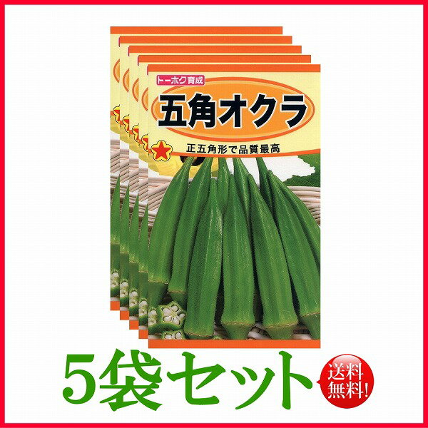 【5袋割引セット♪】【全国送料無料】五角オクラ / トーホク 野菜 ハーブ 草花 園芸 栽培 肥料 家庭菜園 球根 苗 種まき 種子 たね タネ ガーデニング ポット じょうろ 松永種苗 フタバ サカタのタネ タキイ★在庫がある商品のみ12時（土日祝を除く）までのご注文で当日出荷