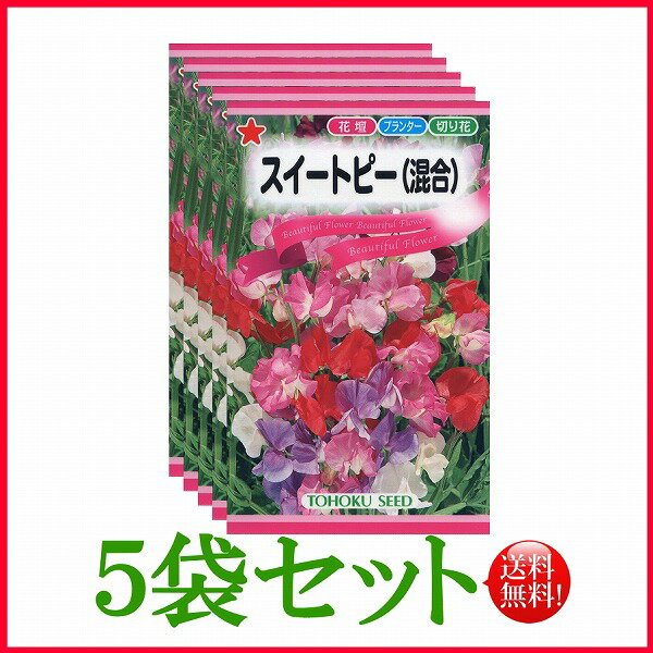 【5袋割引セット 】【全国送料無料】 スイートピー 混合 / トーホク 野菜 ハーブ 草花 園芸 栽培 肥料 家庭菜園 球根 苗 種子 たね ガーデニング ポット じょうろ 松永 フタバ種苗 サカタのタ…