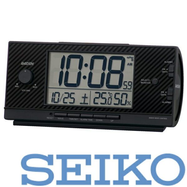 【送料無料】SEIKO セイコークロック 置き時計 目覚まし時計 電波 デジタル 大音量 PYXIS ピクシス RAIDEN ライデン 黒 NR539K　※北海道・九州・沖縄・離島は別途送料（1080円-2160円）