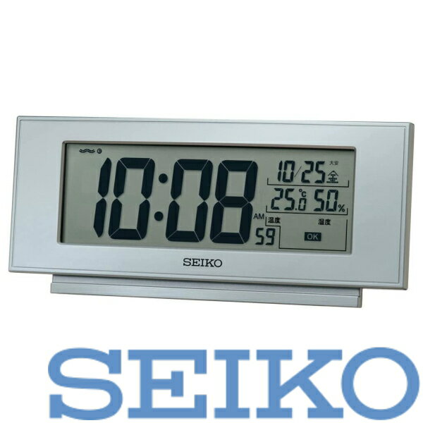 【送料無料】SEIKO セイコークロック 目覚まし時計 銀色メタリック 電波 デジタル 温度 湿度 表示 快適環境NAVI SQ794S 北海道・九州・沖縄・離島は別途送料 1080円-2160円 ホワイト コスメ マ…