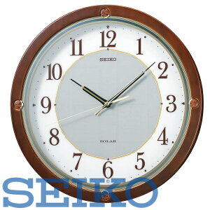 【送料無料】SEIKO CLOCK (セイコークロック) 掛け時計 SOLAR+(ソーラープラス) 電波 アナログ 木枠 茶木地 SF232B　■送料無料※北海道・九州・沖縄・離島は別途送料（1080円〜2160円）省エネ　エコロジー　和室　高級　お祝い　洋室　sf221b デザイン　別荘　リフォーム