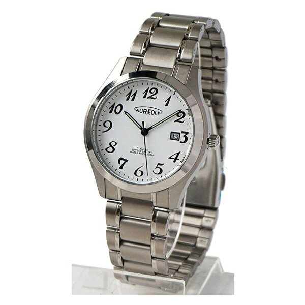 【送料無料】AUREOLE/オレオール 10年電池10気圧防水チタンクォーツデイト [国内正規品] メンズ腕時計 文字盤：ホワイト SW-598M-03 ※北海道・九州・沖縄・離島は別途送料（1080円～2160円）国産 ギフト フォーマル 誕生日 正規品 お手頃 クロノグラフ サプライズ