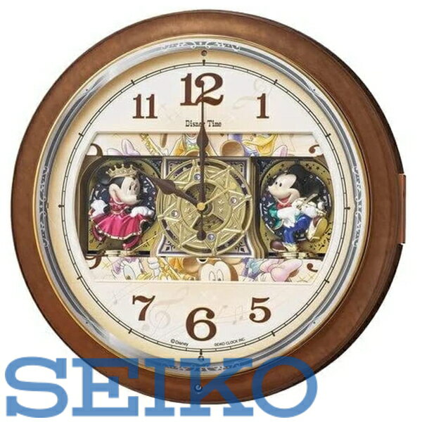 【送料無料】SEIKO CLOCK (セイコー) 掛け時計 ミッキーマウス ミニーマウス 電波 アナログ からくり 6曲 メロディ ミッキー&フレンズ Disney Time ディズニータイム 茶 マーブル 模様 FW587B ※北海道・九州・沖縄・離島は別途送料（1080円〜2160円）ブラック フライデー