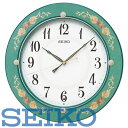 【送料無料】SEIKO CLOCK (セイコークロック) 掛け時計 電波 アナログ 木枠 緑花柄模様 KX220M　※北海道・九州・沖縄・離島は別途送料（1080円〜2160円）可愛い　アンティーク　ハンドメイド　花柄　フラワー　姫家具　プリンセス　洋室　ギフト　kx220p　お祝い　結婚式