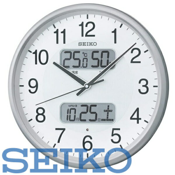 【送料無料】SEIKO CLOCK セイコークロック 掛け時計 電波 アナログ カレンダー・温度・湿度表示 銀色メタリック KX383S 北海道・九州・沖縄・離島は別途送料 1080円〜2160円 ホテル シンプル …